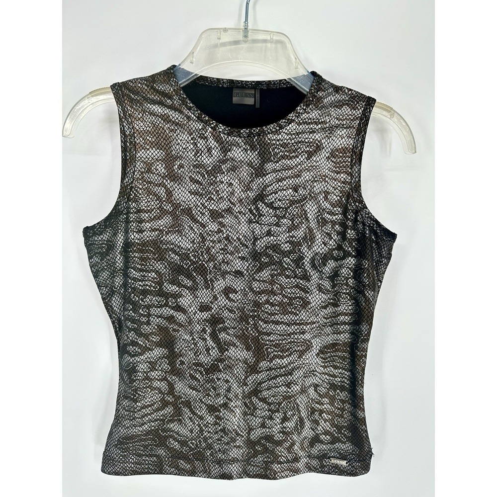 GUESS Vintage Y2K Metallic Snakeskin Tank Top Small Women's